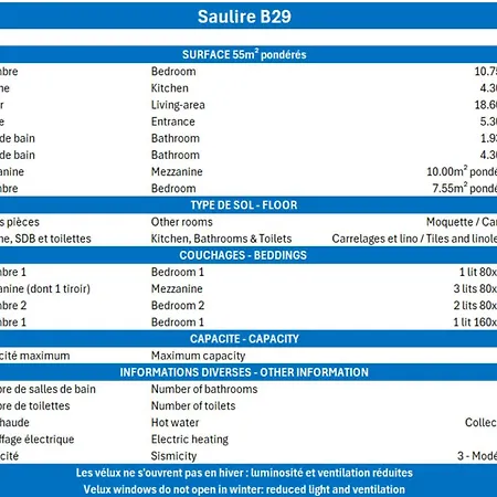 Saulire - Joli 3 Pieces Mezzanine Avec Cheminee - Acces Internet Gratuit Mae-7573